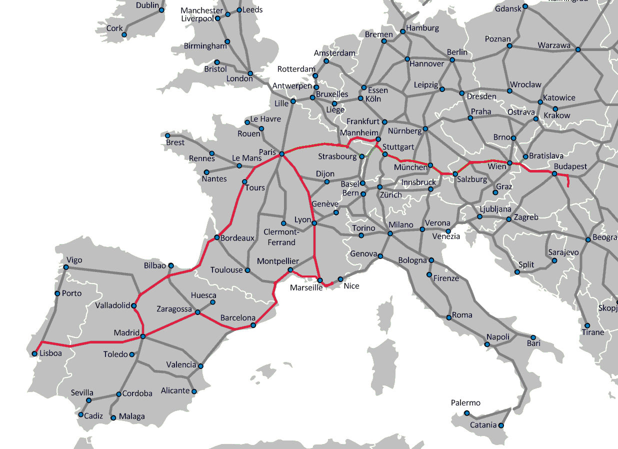 Interrail térkép